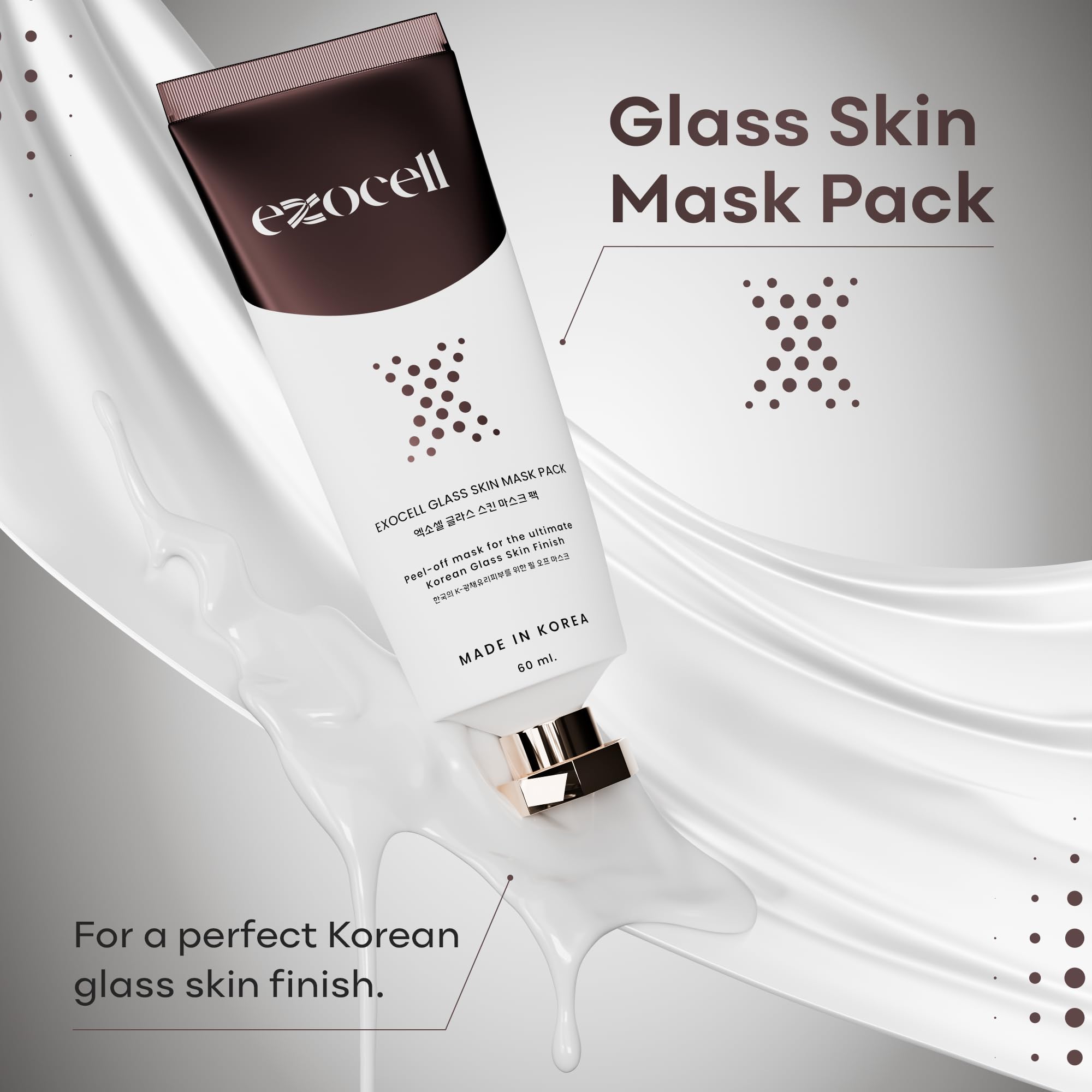 Exocell Glass Skin Mask Pack, Korean Peel-Off Mask for Ultimate Glossy Skin Finish, 60 ml