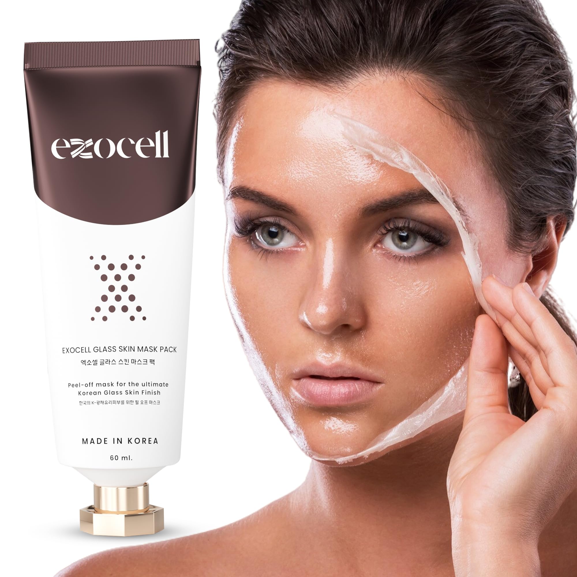 Exocell Glass Skin Mask Pack, Korean Peel-Off Mask for Ultimate Glossy Skin Finish, 60 ml
