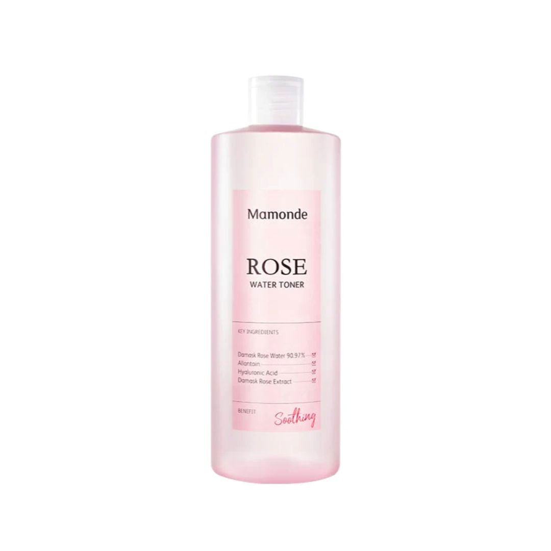 Mamonde Rose Water Toner bottle on a white background