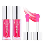 Transparent Hydrating Plumping Lip Glow Oil, Tinted Lip Balm Lip Care | Non-Sticky Long Lasting Lip Oil Gloss 2PCS Cherry