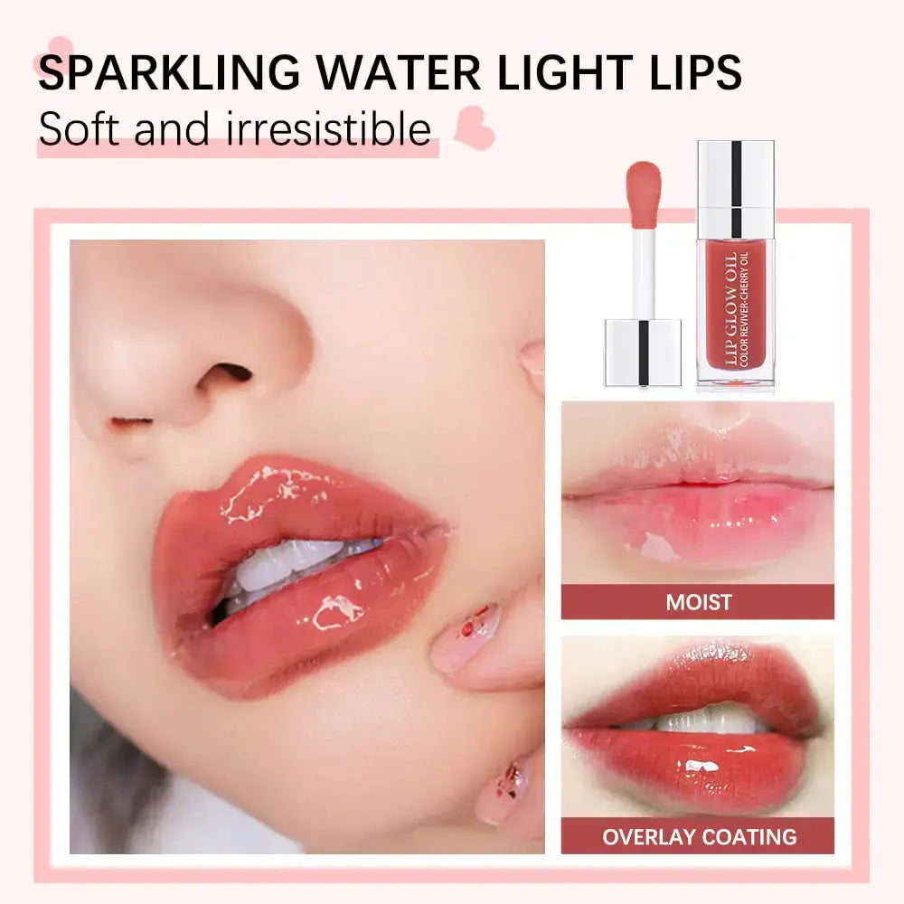 Transparent Hydrating Plumping Lip Glow Oil, Tinted Lip Balm Lip Care | Non-Sticky Long Lasting Lip Oil Gloss 2PCS Cherry