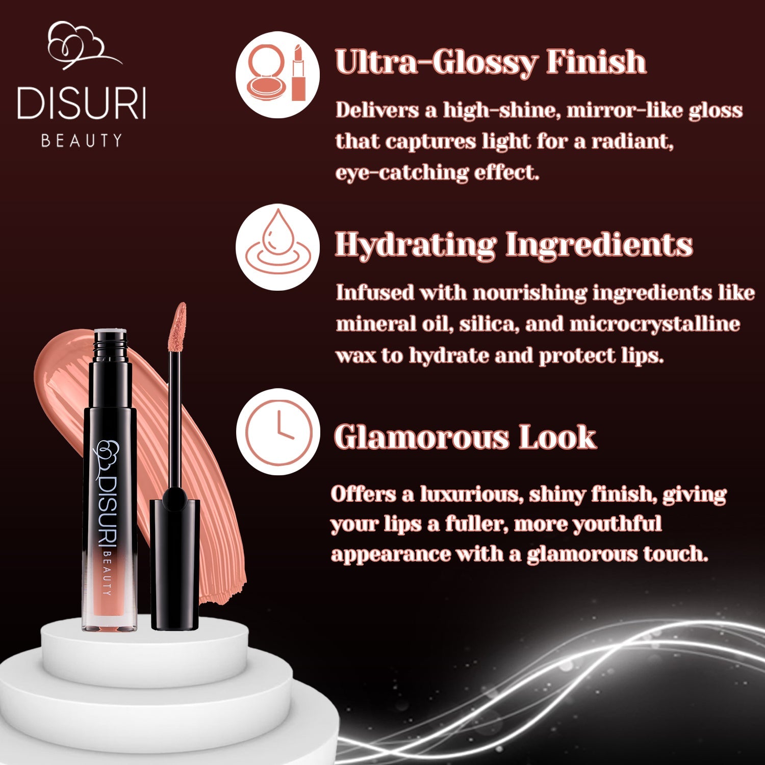 DISURI Beauty Glossy Blast Lip Gloss - Astoria